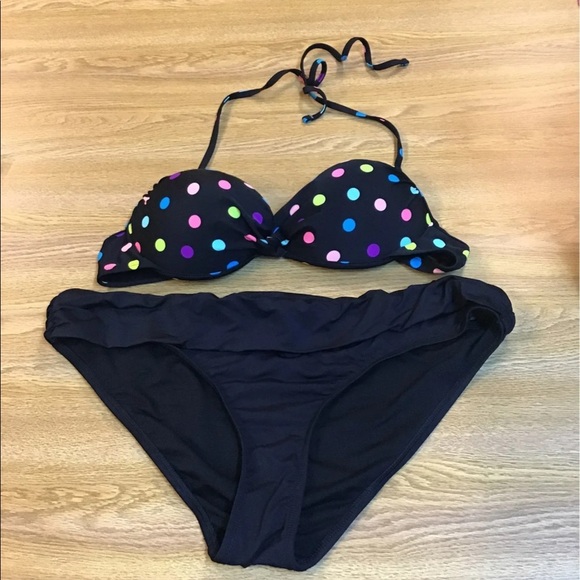 Tahiti bikini top padded polkadots size XL with Apt 9 bottom size XL sol… - Picture 1 of 11